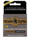 Trojan Supra Ultra-thin Polyurethane Condoms - Box Of 3