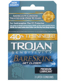 Trojan Bareskin Condoms - Box Of 3