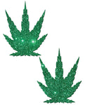 Pastease Glitter Marijuana Leaf - Green O-s