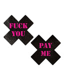 Pastease Fuck You Pay Me Cross - Black-pink O-s