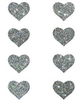 Pastease Mini Glitter Hearts - Silver Pack Of 8