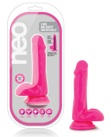 Blush Neo Dual Density Cock W/balls - Neon Pink