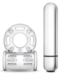 Blush Stay Hard 10 Function Vibrating Bull Ring Cock Ring - Clear