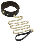 Spartacus Collar & Leash - Brown Leather W-gold Accent Hardware