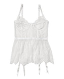 Lace & Powernet Underwire Cups Peplum Bustier White