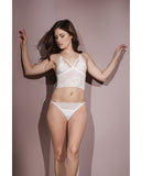 Classic Scallop Stretch Lace Bralette & Crotchless Panty White