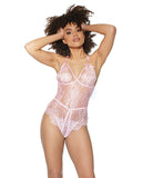 Crystal Pink Peek A Boo Crotchless Teddy Pink
