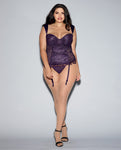 Lace Bustier & Mesh W/partial Satin Lining, Boning, Adjustable/removable Gartrs Deep