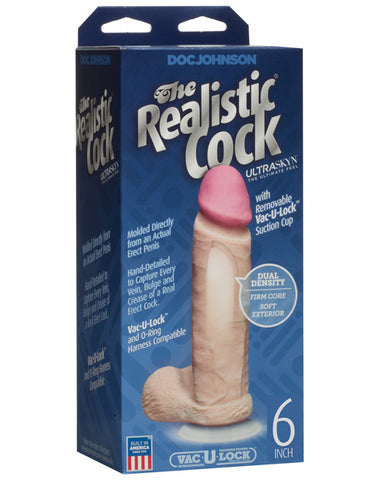 Realistic 6" Ultraskyn Cock W/balls - White