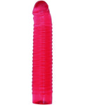 Vivid 7" Pink Ribbed Jelly W-penis Head - Sunrise