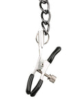 Easy Toys Faux Leather Collar W-nipple Chains - Black