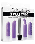 Evolved Multi Sleeve Vibrator Kit W-4 Textured Sleeves & Vibe - Purple
