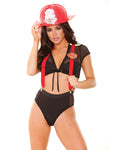 Firefighter Suspenders, Tie Top, & Panty Black/red