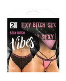 Vibes Buddy Sexy Bitch Lace Panty & Micro Thong Black/pnk