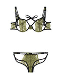 Vibes Savage Af Cutout Bra, Caged Panty Olive