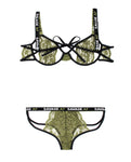 Vibes Savage Af Cutout Bra, Caged Panty Olive