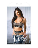 Vibes Icy Girl Metallic Fishnet Bralette & G-string Black