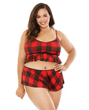 Curve Noelle Crop Cami & Shortie Set Red/black