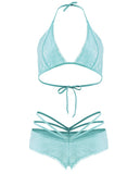 Spring Forget Me Not Bralette & Caged Shortie Aqua