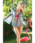 Spring/summer Floral Mesh Robe W/tie Front Floral 3x/4x