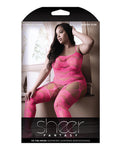 Sheer Fantasy To The Moon Multi Garter Bodystocking Neon Pink