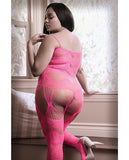 Sheer Fantasy To The Moon Multi Garter Bodystocking Neon Pink