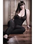 Sheer Fantasy Opaque Bodystocking W/criss Cross Back Detail Black Qn