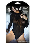 Vixen High Neck Long Sleeve Lace Bodysuit Black