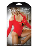 Vixen Havana Nights Long Sleeve Bodysuit W/snap Closure Red