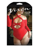 Vixen Havana Nights Long Sleeve Bodysuit W-snap Closure Red Qn