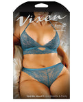 Vixen Teal Me About It Scalloped Lace Bralette W/panty Teal