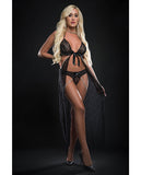 Cut Out Open Front Flyaway Night Gown W/pearl Chains & Panty O/s