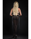 Cut Out Open Front Flyaway Night Gown W/pearl Chains & Panty O/s