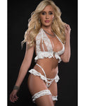 Laced Halter Top, Peek A Boo Thong & Leg Garters O/s