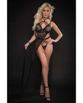 Lace Night Gown W/high Waist Strappy Panty O/s