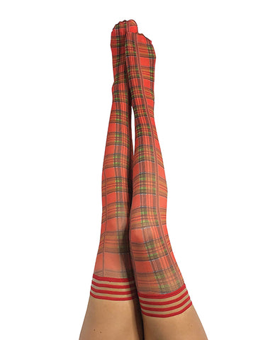 Kix'ies Grace Plaid Thigh Highs Red