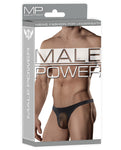 Male Power Sheer Nylon Lycra Pouch Thong Black