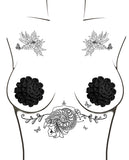 Burlesque Nightfall Roses Reusable Silicone Nipztix - Black O-s