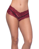 Odette Soft Lace Boyshort W/decorative Elastic Rhubarb/black 3x