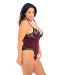 Fall Nicole Satin & Lace Teddy Zinfandel/black