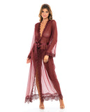 Provence Eyelash Lace Floor Length Robe Zinfandel L-xl