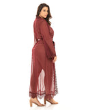 Provence Eyelash Lace Floor Length Robe Zinfandel 1x-2x