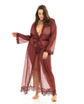 Provence Eyelash Lace Floor Length Robe Zinfandel 1x-2x