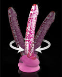 Icicles No. 86 Hand Blown Glass Massager W-suction Cup - Pink