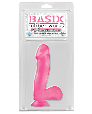 Basix Rubber Works 6.5" Dong W/suction Cup - Purple