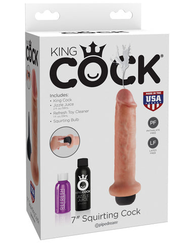 King Cock 7" Squirting Cock - Tan