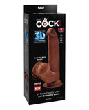 King Cock Plus 8" Triple Density Cock W-swinging Balls - Brown