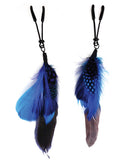 Bijoux De Nip Colored Feather W/blue Tweezer Clamp