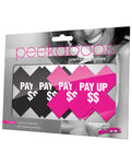 Peekaboos Pay Up Pasties - 2 Pairs 1 Black-1 Pink