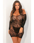 Rene Rofe Seductive Lace Dress Black 1x/2x